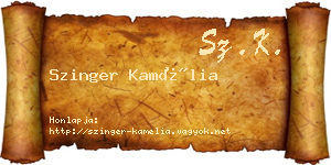 Szinger Kamélia névjegykártya